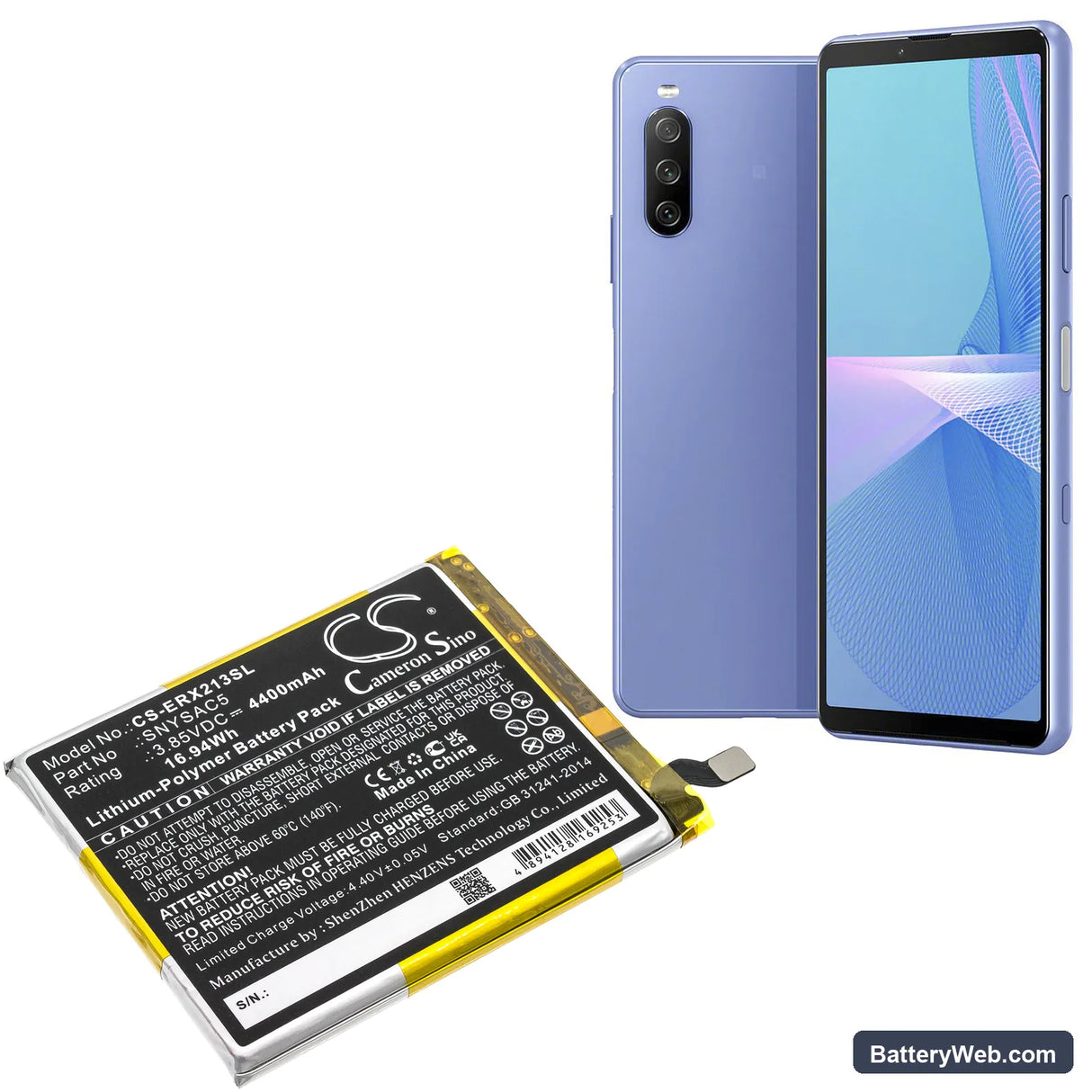 Sony Xperia 10 III 5G Replacement Battery, 3.85V, 4400mAh, Li-Polymer 5