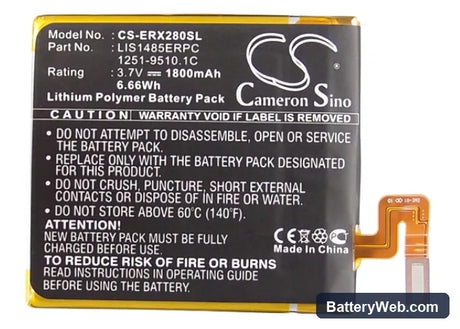 Sony Ericsson Xperia ion Replacement Battery, 3.7V, 1800mAh, Li-Polymer 6
