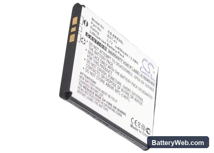 Sony Ericsson U100 Replacement Battery, 3.7V, 950mAh, Li-ion 5