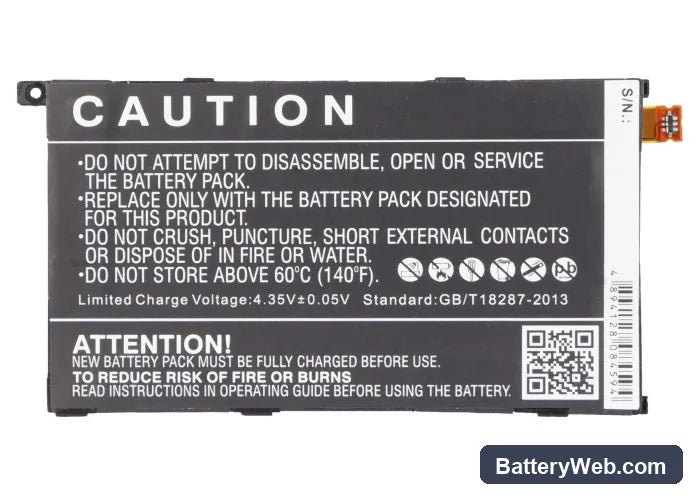 Sony Ericsson Xperia Z1 Mini Replacement Battery, 3.8V, 2300mAh, Li-Polymer 6