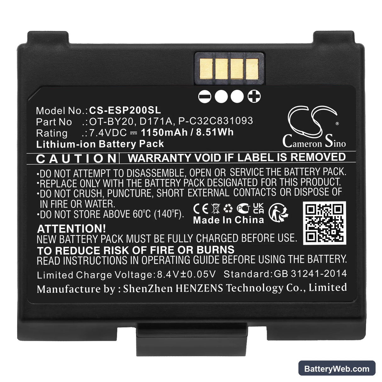 Epson TMP20 Replacement Battery, 7.4V, 1150mAh, Li-ion 5