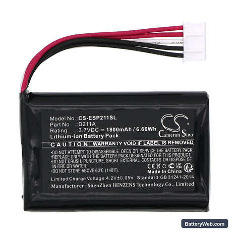 Epson C11CG87404 Replacement Battery, 3.7V, 1800mAh, Li-ion 3
