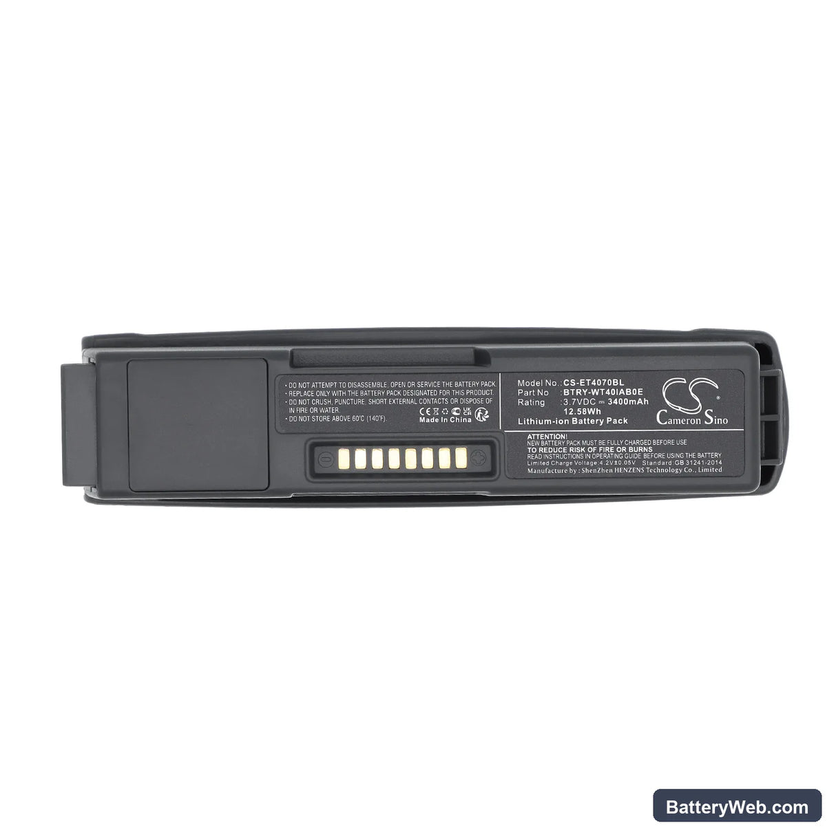 Zebra WT41N0 Replacement Battery, 3.7V, 3400mAh, Li-ion 5