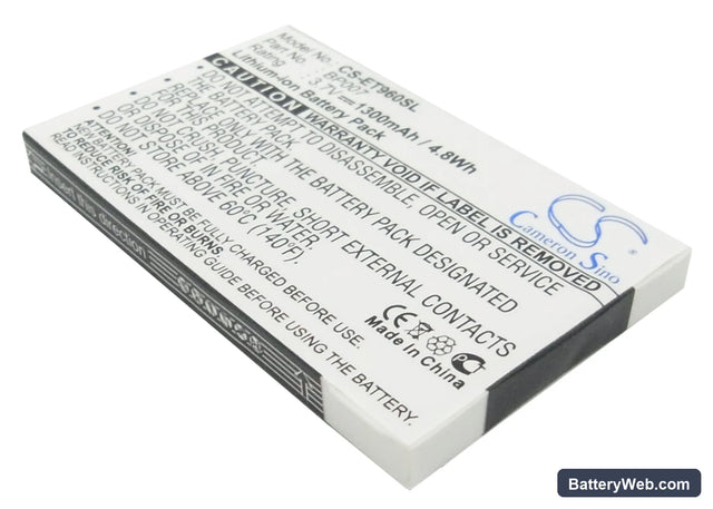 Lenovo ET960 Replacement Battery, 3.7V, 1300mAh, Li-Polymer 1