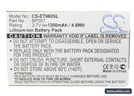 Lenovo ET960 Replacement Battery, 3.7V, 1300mAh, Li-Polymer 5