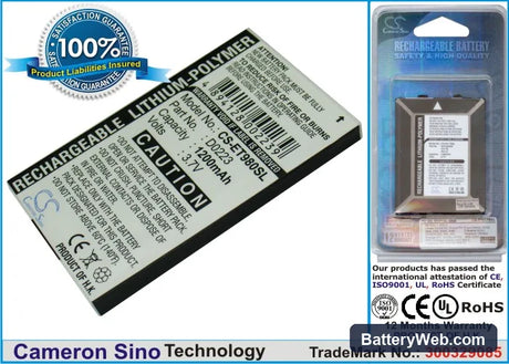 Lenovo ET980 Replacement Battery, 3.7V, 1200mAh, Li-Polymer 1