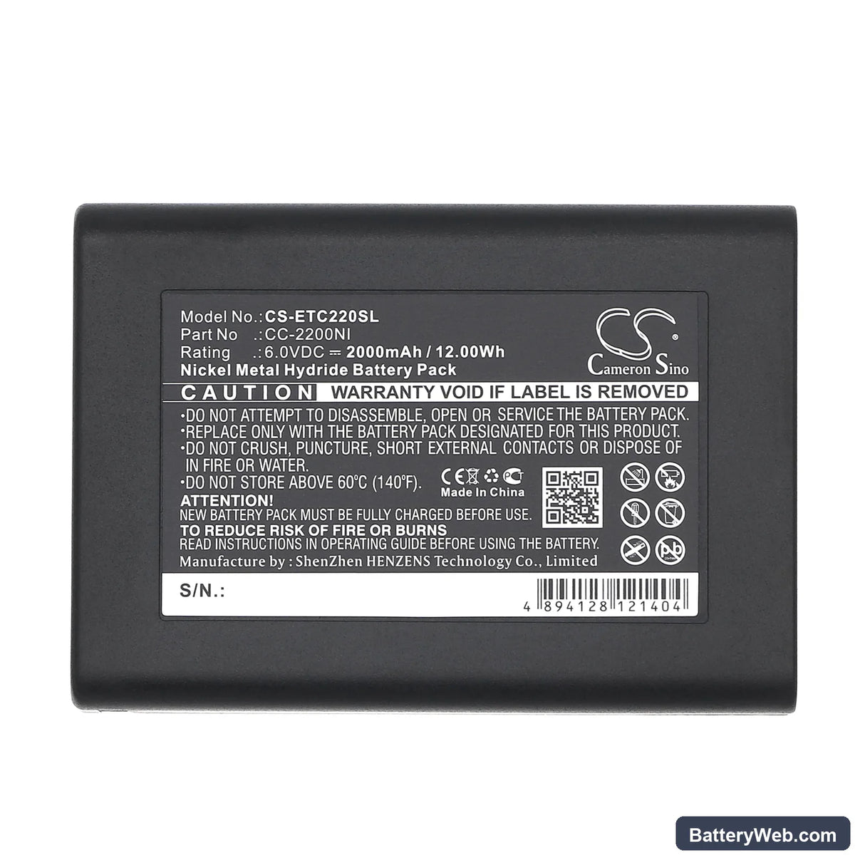 Eartec Comstar Com-Center Replacement Battery, 6V, 2000mAh, Ni-MH 5