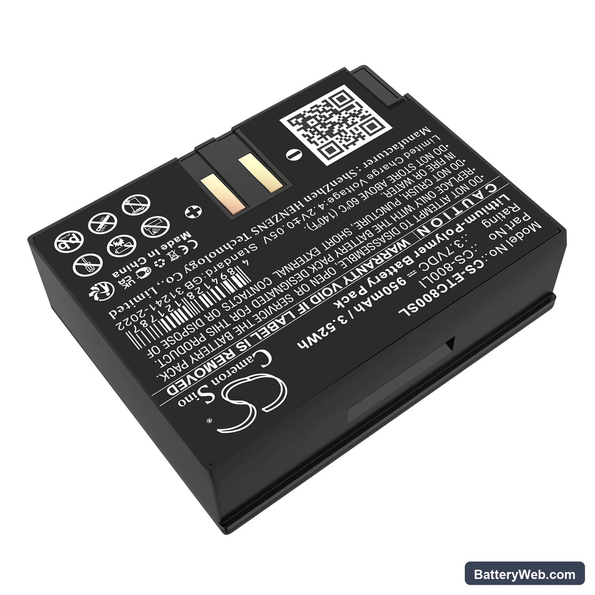 Eartec ComStar Wireless Headsets Replacement Battery, 3.7V, 950mAh, Li-Polymer 2