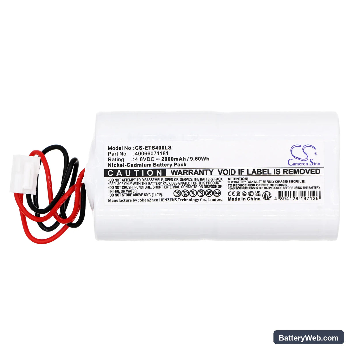Eaton CEAG lamp Replacement Battery, 4.8V, 2000mAh, Ni-CD 3