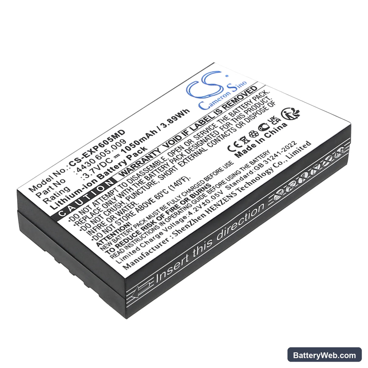 Eppendorf Easypet 3 Replacement Battery, 3.7V, 1050mAh, Li-ion 1