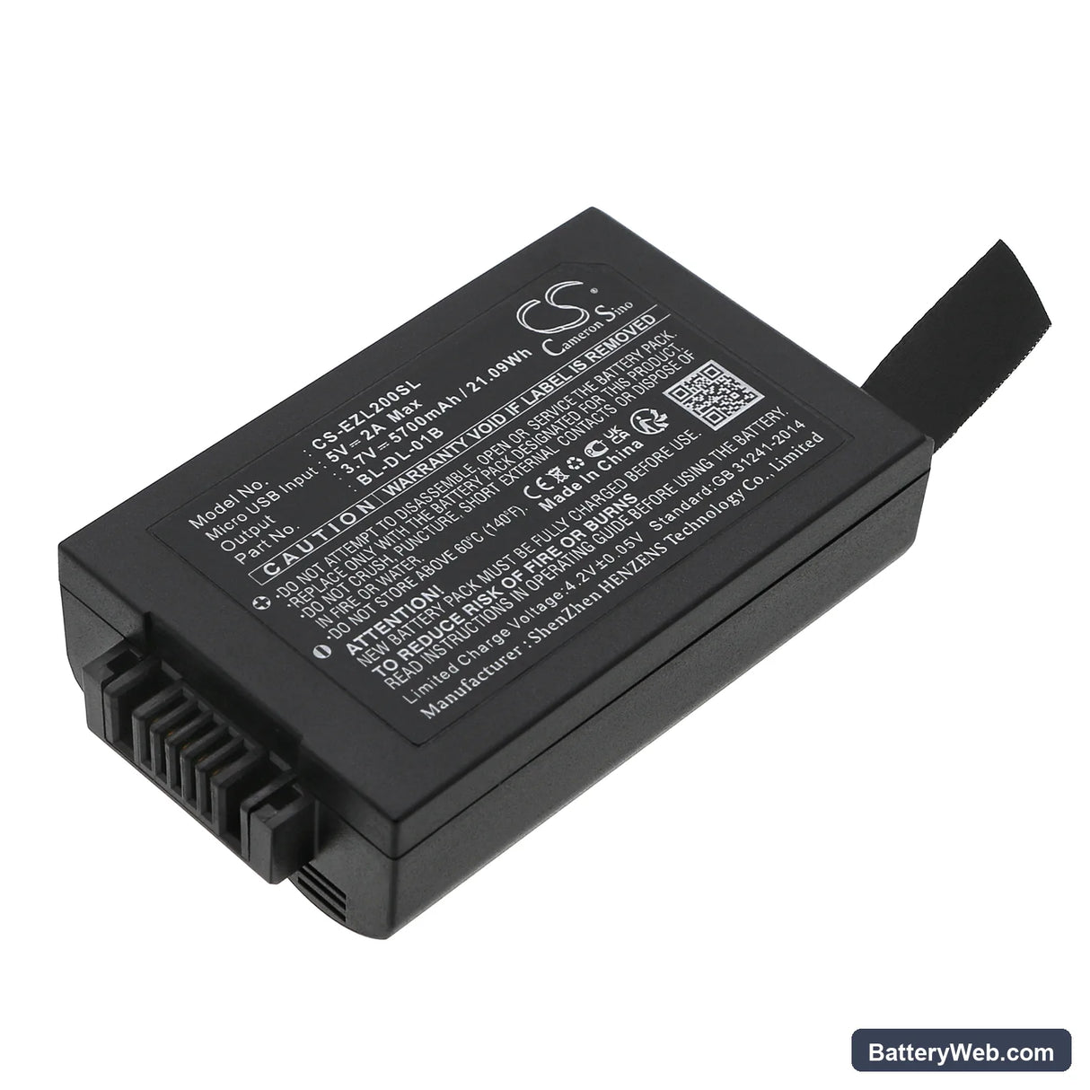 Ezviz DL20VS Replacement Battery, 3.7V, 5700mAh, Li-ion 1