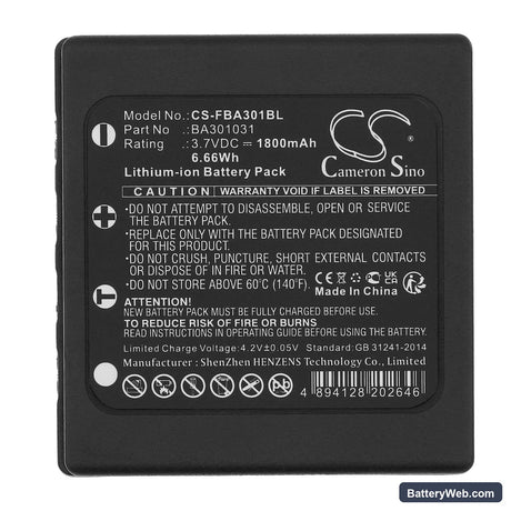 HBC Orbit TC240 Replacement Battery, 3.7V, 1800mAh, Li-ion 5