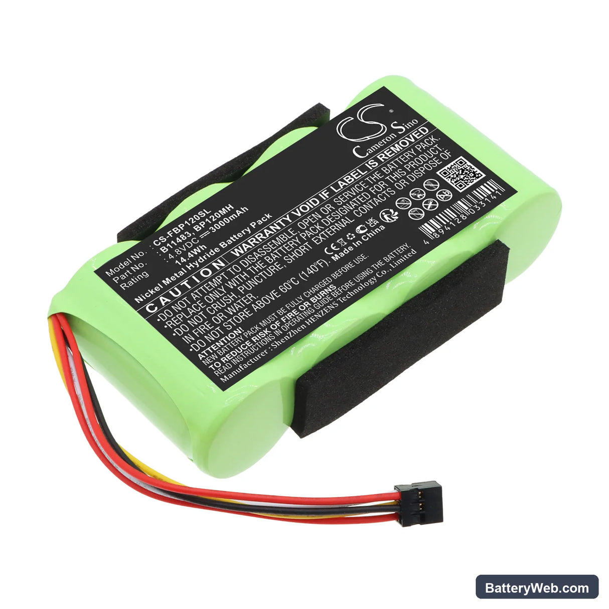Fluke Scopemeter 120 Replacement Battery, 4.8V, 3000mAh, Ni-MH 1
