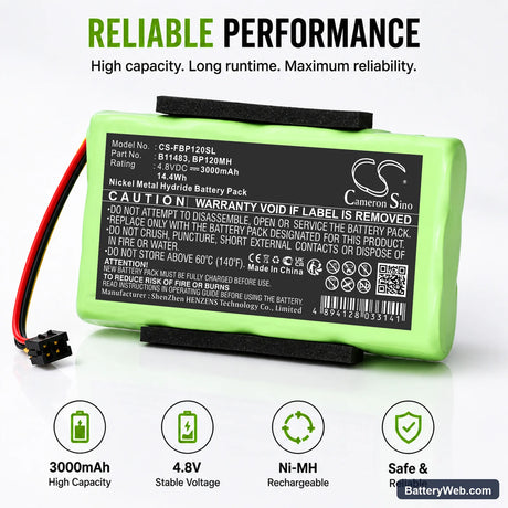 Fluke Scopemeter 120 Replacement Battery, 4.8V, 3000mAh, Ni-MH 6