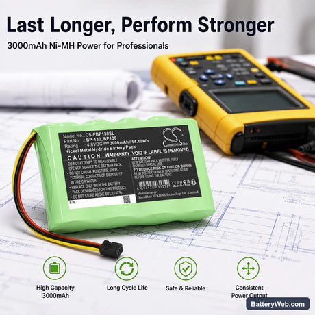 Fluke ScopeMeter 124 Replacement Battery, 4.8V, 3000mAh, Ni-MH 7