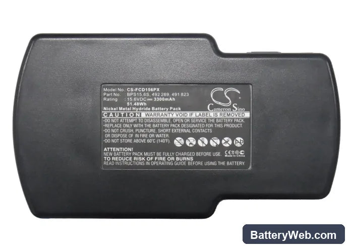 Festool TDK15.6 Replacement Battery, 15.6V, 3300mAh, Ni-MH 5