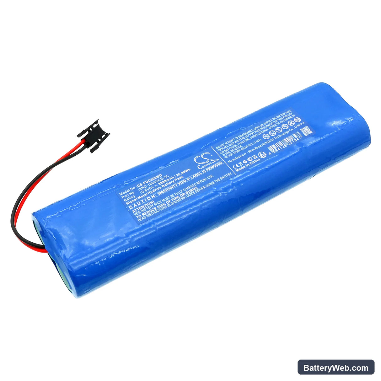 Fukuda Cardisuny C300 battery Replacement Battery, 9.6V, 3000mAh, Ni-MH 1