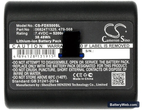 Fluke DSX-600 CableAnalyzer Replacement Battery, 7.4V, 5200mAh, Li-ion 5