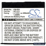Sony Cyber-shot DSC-T7 Replacement Battery, 3.7V, 450mAh, Li-ion 3