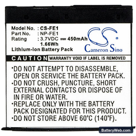 Sony Cyber-shot DSC-T7 Replacement Battery, 3.7V, 450mAh, Li-ion 3