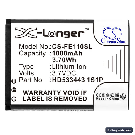 Fiio E11 Replacement Battery, 3.7V, 1000mAh, Li-ion 3