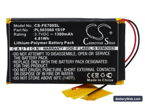 Fiio EO7K Replacement Battery, 3.7V, 1300mAh, Li-Polymer 1