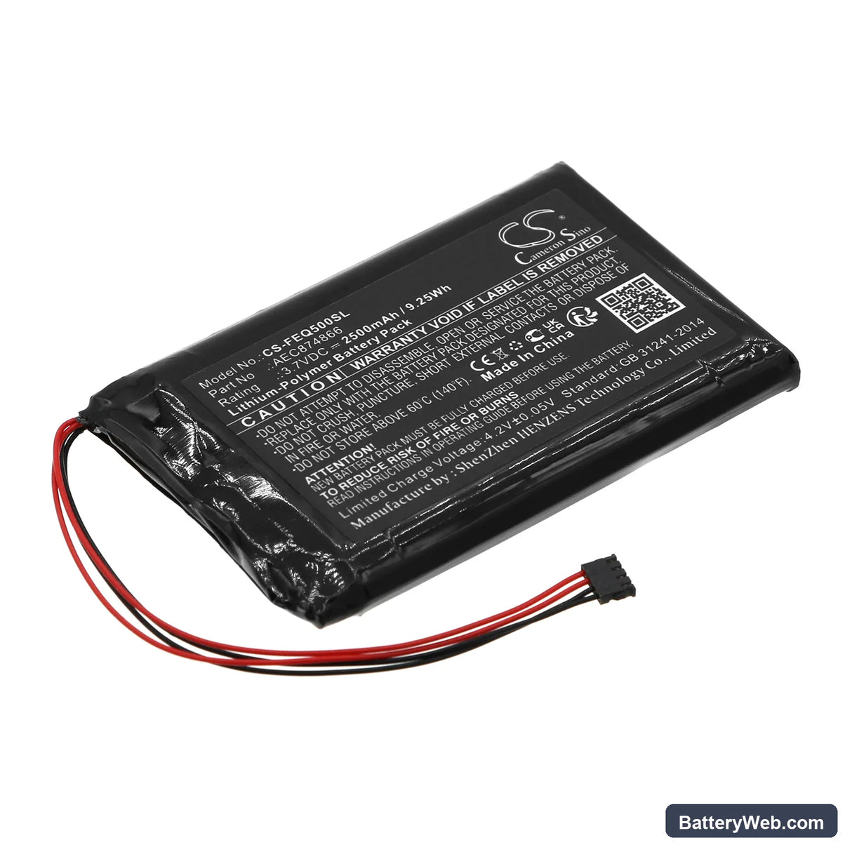 Fiio Q5 Replacement Battery, 3.7V, 2500mAh, Li-Polymer 1