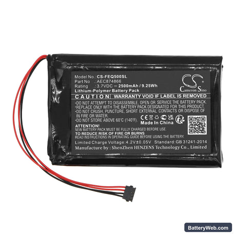 Fiio Q5 Replacement Battery, 3.7V, 2500mAh, Li-Polymer 3