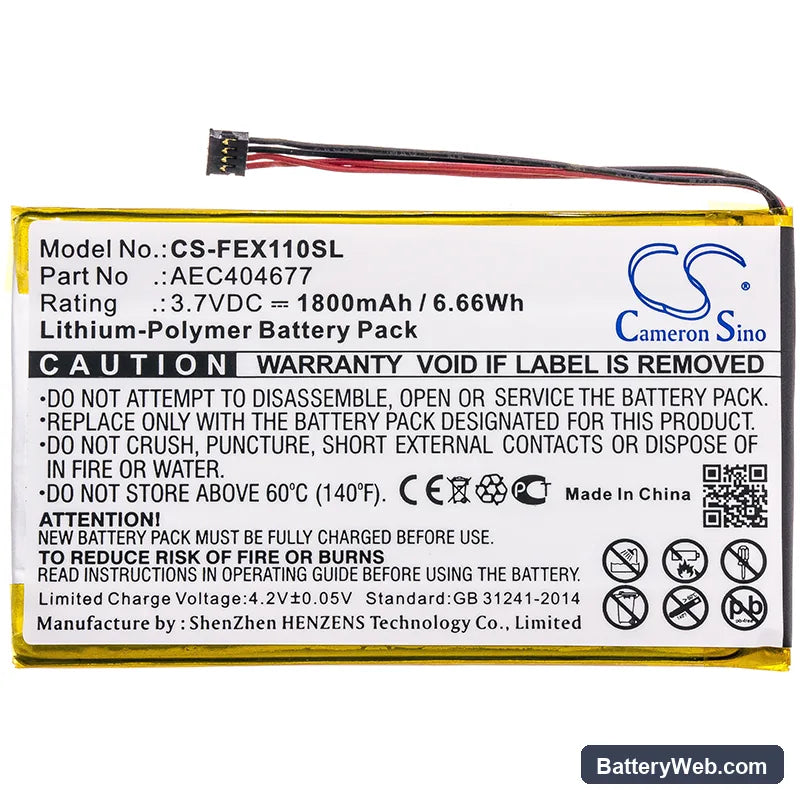 Fiio X1 ii Replacement Battery, 3.7V, 1800mAh, Li-Polymer 3
