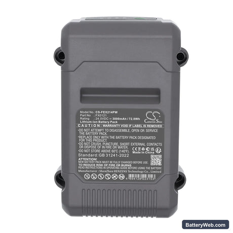 FLEX FX1431A Replacement Battery, 24V, 3000mAh, Li-ion 6