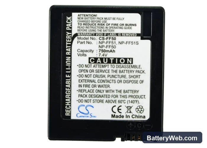 Sony DCR-IP220E Replacement Battery, 7.4V, 750mAh, Li-ion 5
