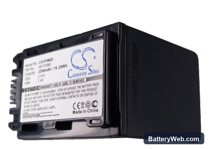 Sony CR-HC51E Replacement Battery, 7.4V, 2200mAh, Li-ion 5