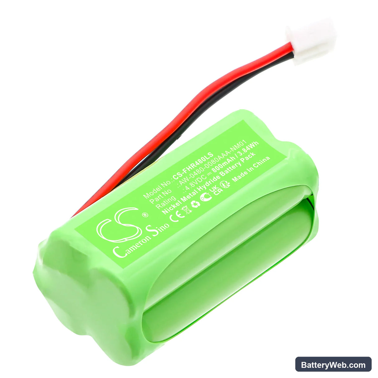 Fischer AW-0480-0080AAA-NM01 Replacement Battery, 4.8V, 800mAh, Ni-MH 1
