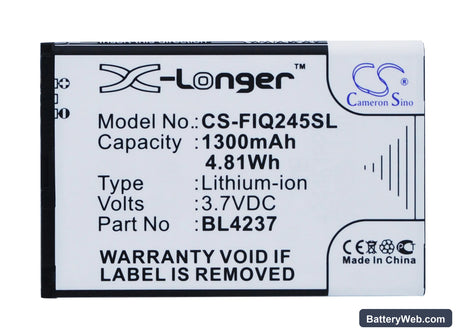 Fly IQ245 Replacement Battery, 3.7V, 1300mAh, Li-ion 5