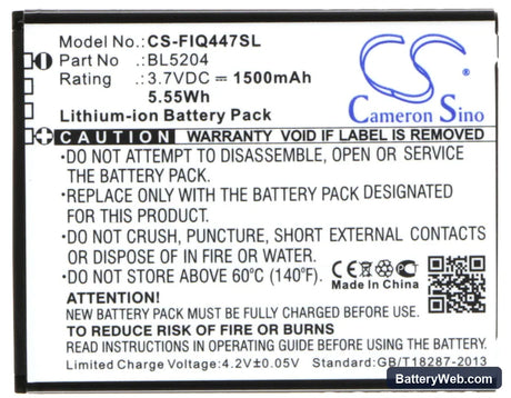 Fly IQ447 Replacement Battery, 3.7V, 1500mAh, Li-ion 5