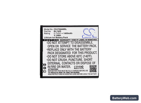 Fly IQ449 Replacement Battery, 3.7V, 1400mAh, Li-ion 5