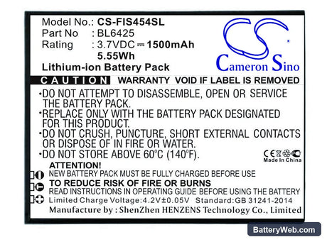 Fly FS454 Replacement Battery, 3.7V, 1500mAh, Li-ion 1