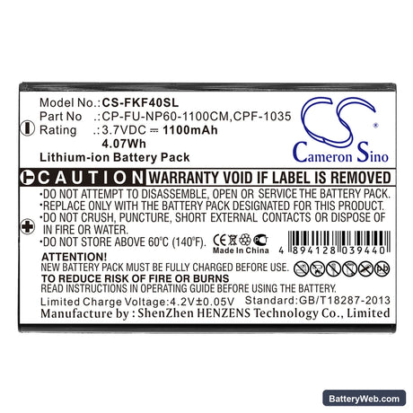 GoBandit LIFE Replacement Battery, 3.7V, 1100mAh, Li-ion 3