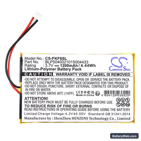 Falk F3 Replacement Battery, 3.7V, 1200mAh, Li-Polymer 3
