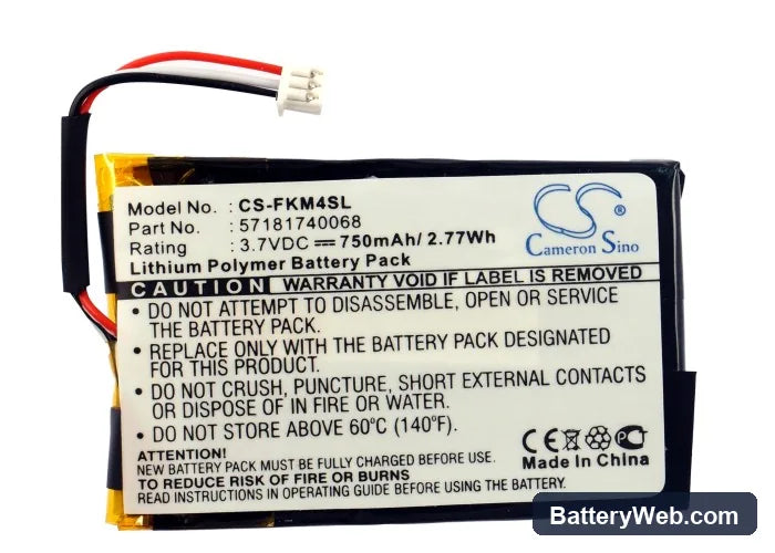Falk M2 Replacement Battery, 3.7V, 750mAh, Li-Polymer 5