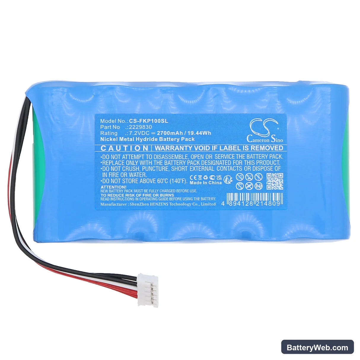 Fluke SigmaPace 1000 Replacement Battery, 7.2V, 2700mAh, Ni-MH 3