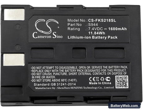 Sumitomo T-81M Replacement Battery, 7.4V, 1600mAh, Li-ion 3