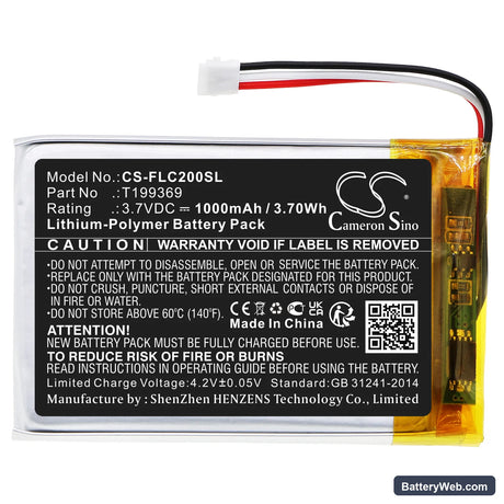 Flir C2 Replacement Battery, 3.7V, 1000mAh, Li-Polymer 3