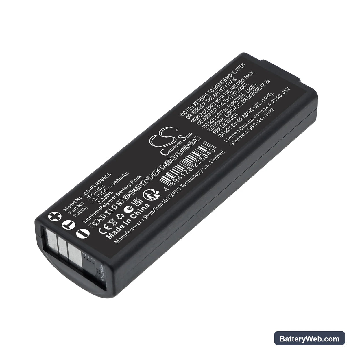 Firefighter 1080P High Definition Waterproof Metal Camera Replacement Battery, 3.7V, 900mAh, Li-Polymer 1