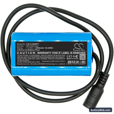 Square LED light Replacement Battery, 7.4V, 5200mAh, Li-ion 3