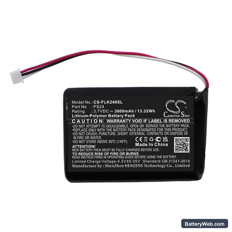 Flir Scout 240 Replacement Battery, 3.7V, 3600mAh, Li-Polymer 3