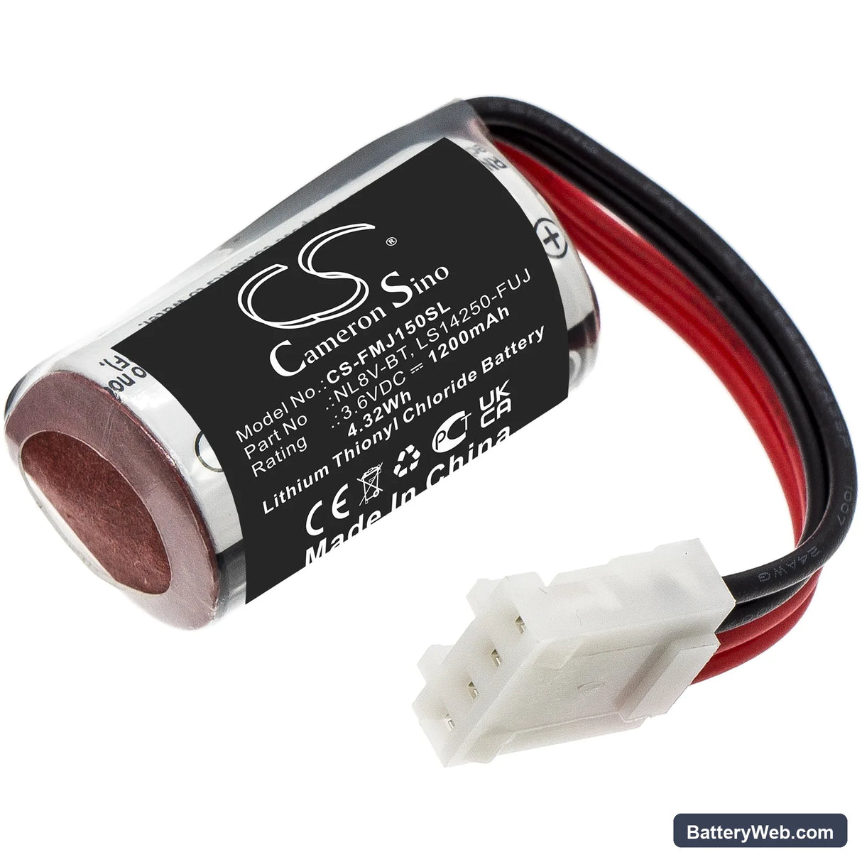 Fuji Electric Micrex-F55 Replacement Battery, 3.6V, 1200mAh, Li-SOCl2 1