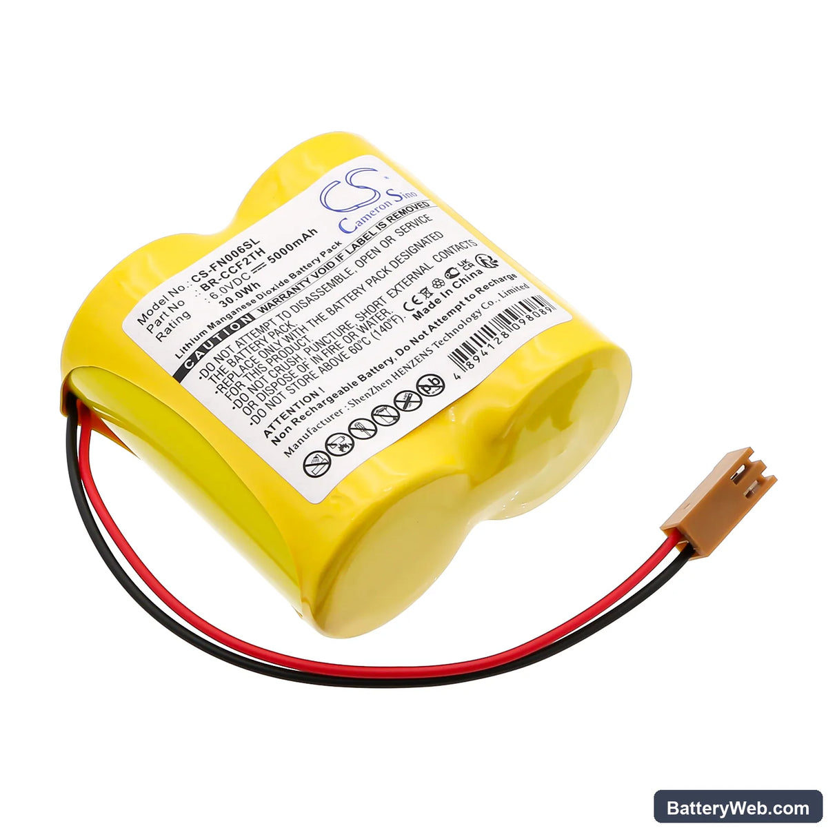 Panasonic Replacement Battery, 6V, 5000mAh, Li-MnO2 1