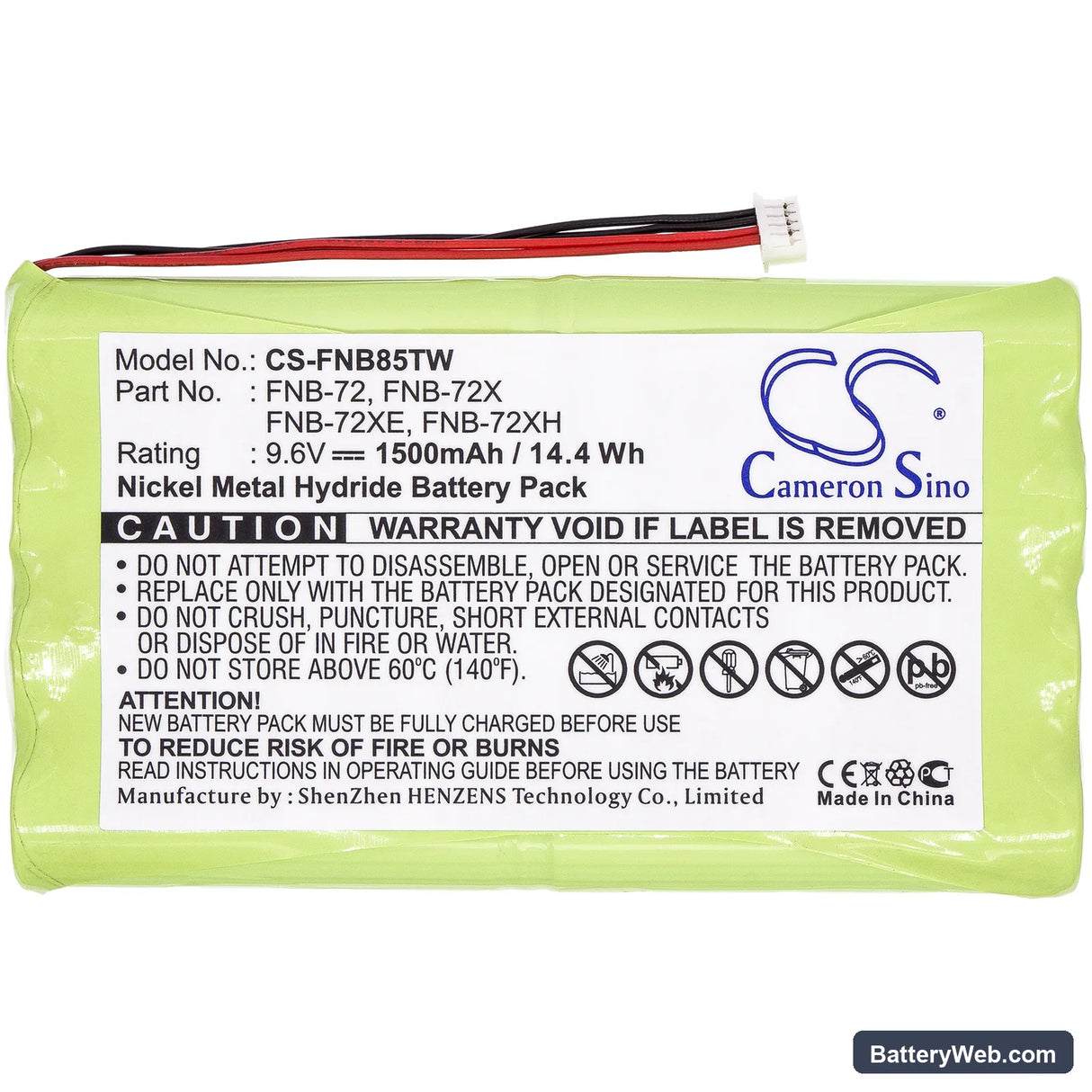 Vertex Standard FT-817 Replacement Battery, 9.6V, 1500mAh, Ni-MH 3