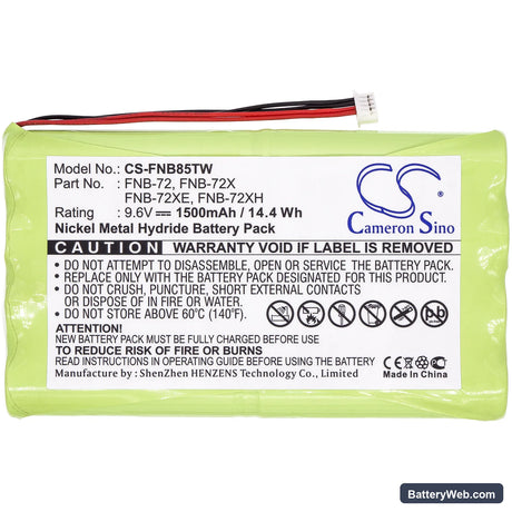 Vertex Standard FT-817 Replacement Battery, 9.6V, 1500mAh, Ni-MH 3